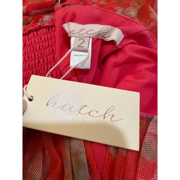 Hutch Women's Quinn Pleated Midi Cocktail Dress Mixed Pink Bouquet Size 2 NWT - Picture 8 of 15